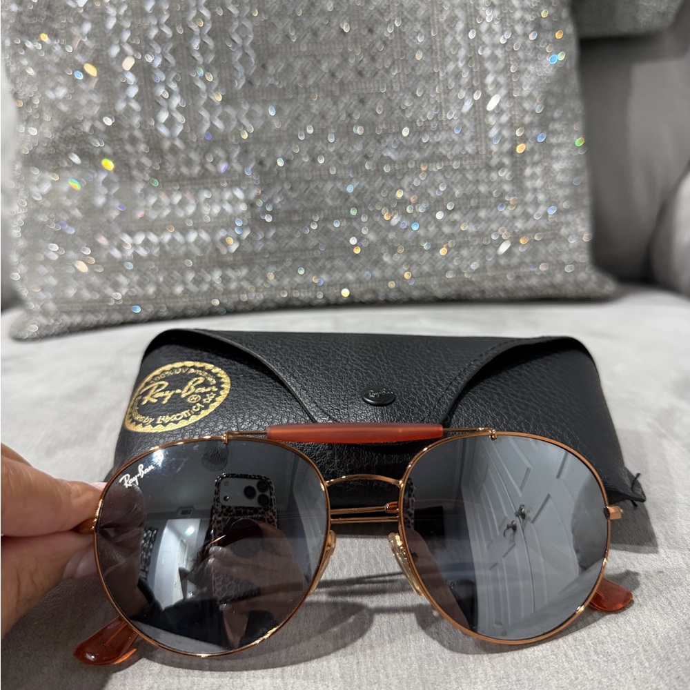 Ray-Ban Gold Frame Sunglasses with Black Case